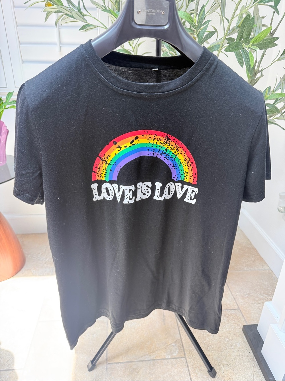Unisex Black T‑Shirt with Rainbow 'Love Is Love' Print